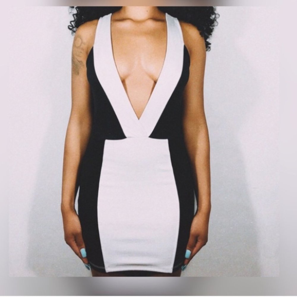 Nasty Gal Colorblock Deep Plunge Dress